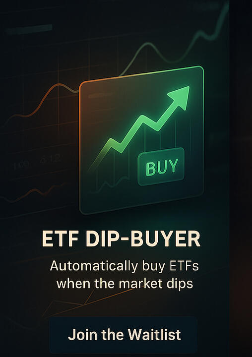 ETF dip-buying bot – finance automation dashboard with candlestick chart